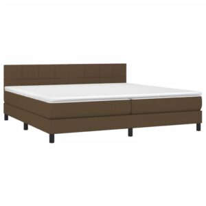 Κρεβάτι Boxspring με Στρώμα & LED Σκ.Καφέ 200x200 εκ Υφασμάτινο