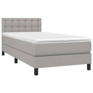 Κρεβάτι Boxspring με Στρώμα & LED Αν.Γκρι 90x200 εκ. Υφασμάτινο