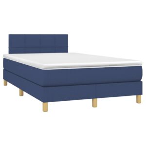 Κρεβάτι Boxspring με Στρώμα & LED Μπλε 120x200 εκ. Υφασμάτινο