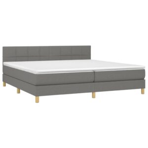 Κρεβάτι Boxspring με Στρώμα & LED Σκ.Γκρι 200x200εκ. Υφασμάτινο