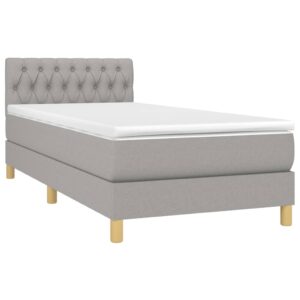 Κρεβάτι Boxspring με Στρώμα & LED Αν.Γκρι 90x200 εκ. Υφασμάτινο