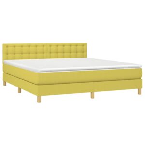 Κρεβάτι Boxspring με Στρώμα & LED Πράσινο 180x200 εκ Υφασμάτινο