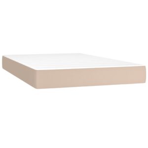 Κρεβάτι Boxspring Στρώμα&LED Καπουτσίνο 120x200 εκ. Συνθ. Δέρμα