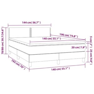 Κρεβάτι Boxspring με Στρώμα & LED Κρεμ 140x190 εκ. Συνθ. Δέρμα