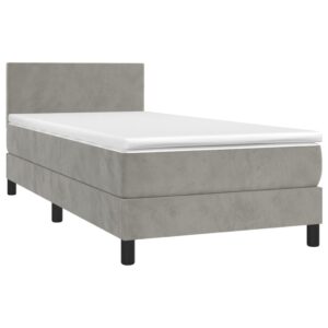 Κρεβάτι Boxspring με Στρώμα & LED Αν.Γκρι 90x200 εκ. Βελούδινο