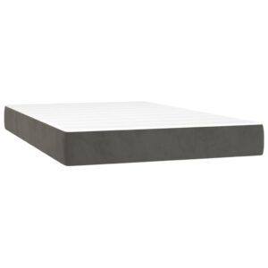 Κρεβάτι Boxspring με Στρώμα & LED Σκ. Γκρι 120x200εκ. Βελούδινο