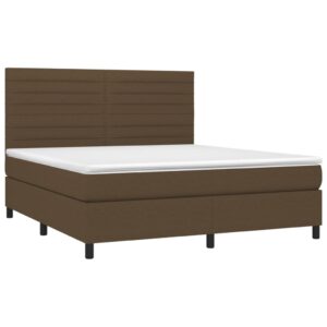 Κρεβάτι Boxspring με Στρώμα & LED Σκ.Καφέ 160x200εκ. Υφασμάτινο