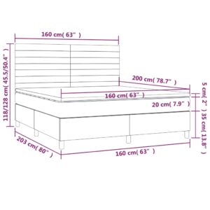 Κρεβάτι Boxspring με Στρώμα & LED Πράσινο 160x200 εκ Υφασμάτινο