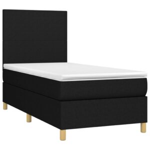 Κρεβάτι Boxspring με Στρώμα & LED Μαύρο 80x200 εκ. Υφασμάτινο