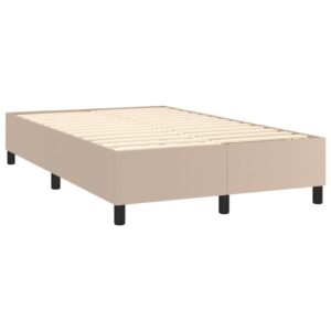 Κρεβάτι Boxspring Στρώμα&LED Καπουτσίνο 120x200 εκ. Συνθ. Δέρμα