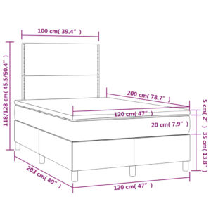 Κρεβάτι Boxspring Στρώμα&LED Καπουτσίνο 120x200 εκ. Συνθ. Δέρμα