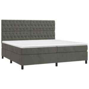 Κρεβάτι Boxspring με Στρώμα & LED Σκ. Γκρι 200x200εκ. Βελούδινο