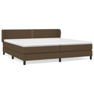 Κρεβάτι Boxspring με Στρώμα Σκούρο Καφέ 200x200 εκ. Υφασμάτινο