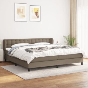 Κρεβάτι Boxspring με Στρώμα Taupe 200x200 εκ. Υφασμάτινο