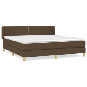 Κρεβάτι Boxspring με Στρώμα Σκούρο Καφέ 160x200 εκ Υφασμάτινο