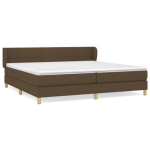 Κρεβάτι Boxspring με Στρώμα Σκούρο Καφέ 200x200 εκ. Υφασμάτινο