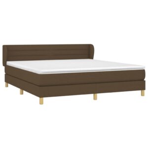 Κρεβάτι Boxspring με Στρώμα Σκούρο Καφέ 160x200 εκ Υφασμάτινο