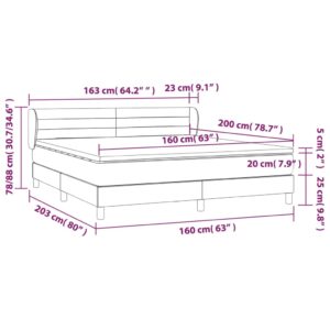 Κρεβάτι Boxspring με Στρώμα Σκούρο Καφέ 160x200 εκ Υφασμάτινο