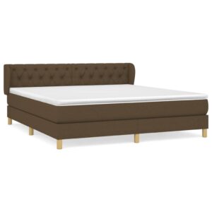 Κρεβάτι Boxspring με Στρώμα Σκούρο Καφέ 160x200 εκ Υφασμάτινο