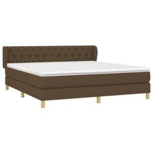 Κρεβάτι Boxspring με Στρώμα Σκούρο Καφέ 160x200 εκ Υφασμάτινο