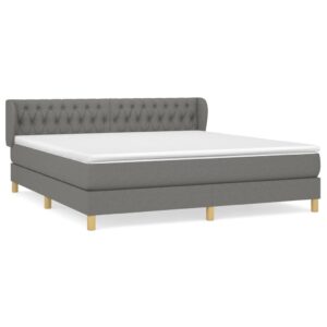 Κρεβάτι Boxspring με Στρώμα Σκούρο Γκρι 180x200 εκ Υφασμάτιν