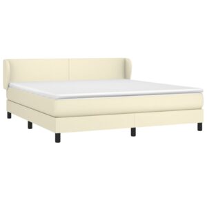 Κρεβάτι Boxspring με Στρώμα Κρεμ 180x200 εκ. Συνθετικό Δέρμα