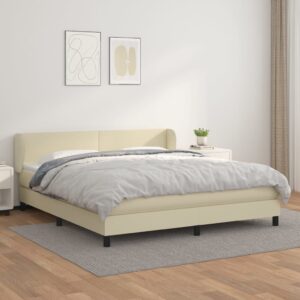 Κρεβάτι Boxspring με Στρώμα Κρεμ 180x200 εκ. Συνθετικό Δέρμα