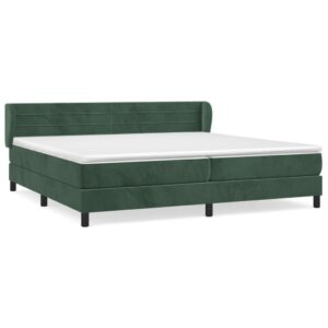 Κρεβάτι Boxspring με Στρώμα Σκούρο Πράσινο 200x200εκ. Βελούδινο