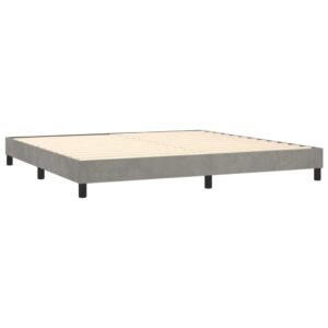 Κρεβάτι Boxspring με Στρώμα Ανοιχτό Γκρι 200x200 εκ. Βελούδινο