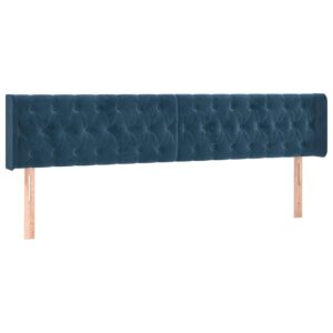 Κρεβάτι Boxspring με Στρώμα Σκούρο Μπλε 200x200 εκ. Βελούδινο