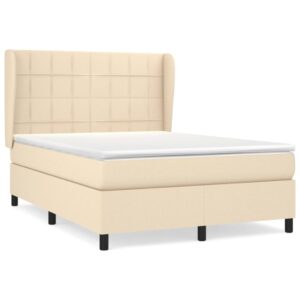 Κρεβάτι Boxspring με Στρώμα Κρεμ 140x200 εκ. Υφασμάτινο