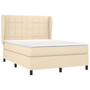 Κρεβάτι Boxspring με Στρώμα Κρεμ 140x200 εκ. Υφασμάτινο