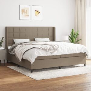 Κρεβάτι Boxspring με Στρώμα Taupe 200x200 εκ. Υφασμάτινο