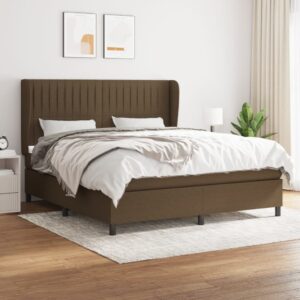 Κρεβάτι Boxspring με Στρώμα Σκούρο Καφέ 160x200 εκ Υφασμάτινο