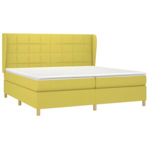 Κρεβάτι Boxspring με Στρώμα Πράσινο 200x200 εκ. Υφασμάτινο