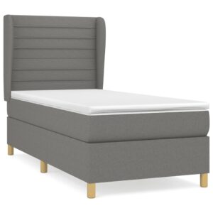 Κρεβάτι Boxspring με Στρώμα Σκούρο Γκρι 80x200 εκ. Υφασμάτινο