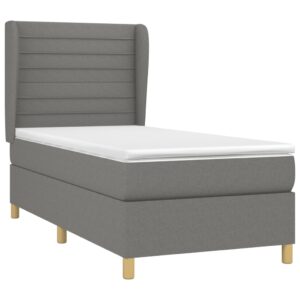 Κρεβάτι Boxspring με Στρώμα Σκούρο Γκρι 80x200 εκ. Υφασμάτινο