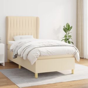 Κρεβάτι Boxspring με Στρώμα Κρεμ 90x200 εκ.Υφασμάτινο