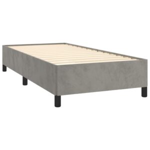 Κρεβάτι Boxspring με Στρώμα Ανοιχτό Γκρι 90x200 εκ. Βελούδινο