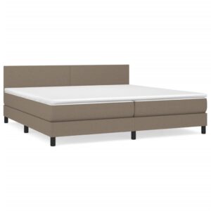 Κρεβάτι Boxspring με Στρώμα Taupe 200x200 εκ. Υφασμάτινο