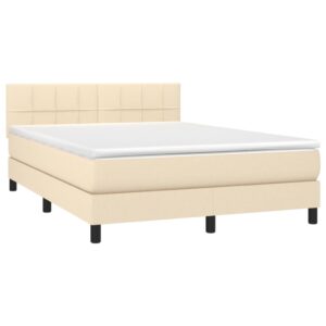 Κρεβάτι Boxspring με Στρώμα Κρεμ 140x200 εκ. Υφασμάτινο