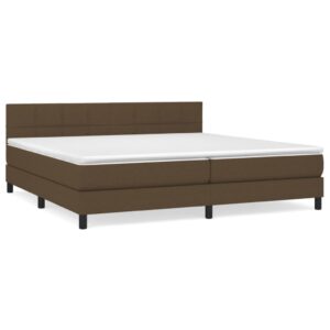 Κρεβάτι Boxspring με Στρώμα Σκούρο Καφέ 200x200 εκ. Υφασμάτινο