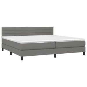 Κρεβάτι Boxspring με Στρώμα Σκούρο Γκρι 200x200 εκ. Υφασμάτινο