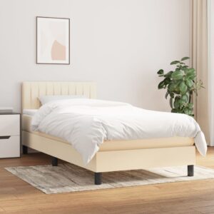 Κρεβάτι Boxspring με Στρώμα Κρεμ 90x200 εκ.Υφασμάτινο