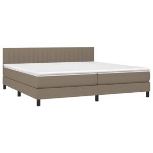 Κρεβάτι Boxspring με Στρώμα Taupe 200x200 εκ. Υφασμάτινο