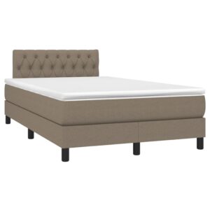 Κρεβάτι Boxspring με Στρώμα Taupe 120x200 εκ. Υφασμάτινο