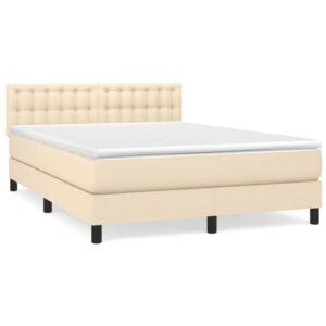 Κρεβάτι Boxspring με Στρώμα Κρεμ 140x200 εκ. Υφασμάτινο