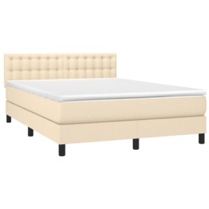 Κρεβάτι Boxspring με Στρώμα Κρεμ 140x200 εκ. Υφασμάτινο