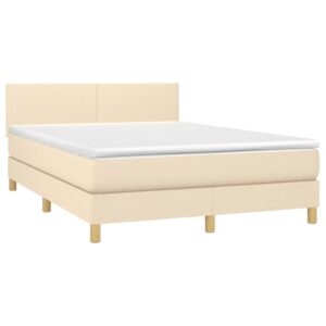 Κρεβάτι Boxspring με Στρώμα Κρεμ 140x200 εκ. Υφασμάτινο