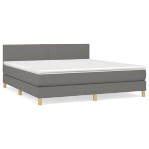 Κρεβάτι Boxspring με Στρώμα Σκούρο Γκρι 160x200 εκ Υφασμάτινο